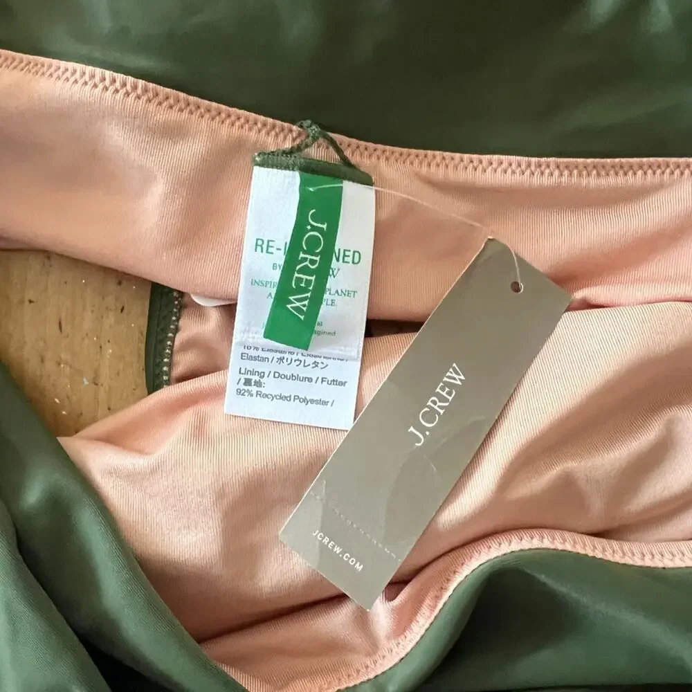 J.Crew Ruched high-rise full-coverage bikini bottom Green Size 3X NWT